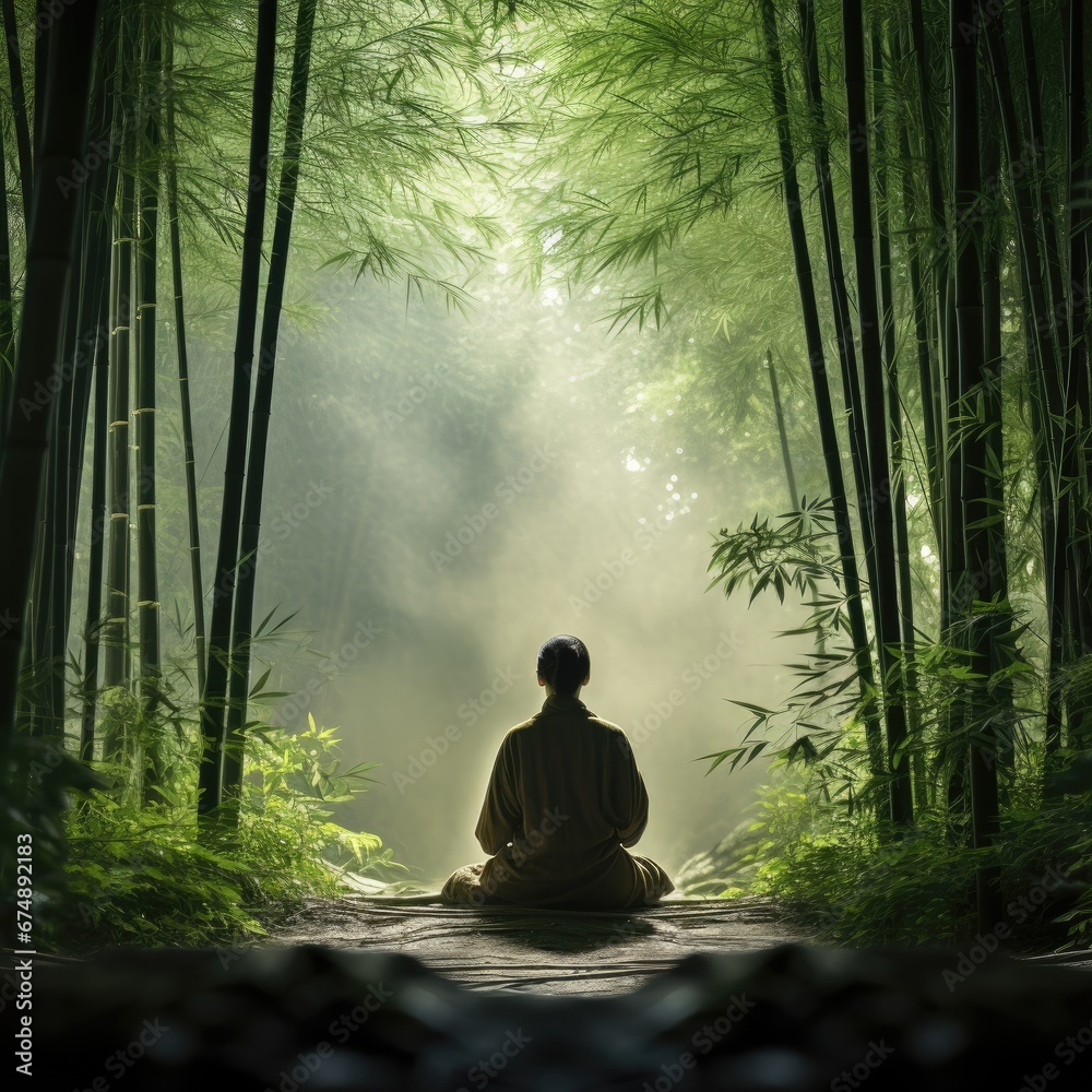 Tranquil Scene of a Person Sitting in the Calmness of Nature Tranquil Scene of a Person Sitting in the Calmness of Nature