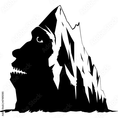mountain monster head face black vector logo silhouette