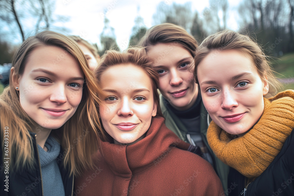 A group of friends gathered in a Finnish park to celebrate Friends Day, Day of Friends in Finland, Friends Forever A group of friends gathered in a Finnish park to celebrate Friends Day, Day of Friends in Finland, Friends Forever