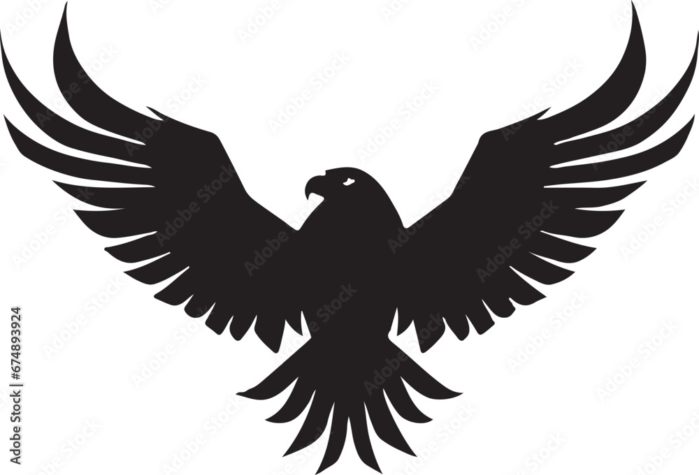 Fototapeta premium Eagle silhouette black and white logo template animal tattoo symbol and sign 