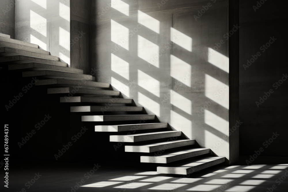 A Sunlit Staircase in a Building A Sunlit Staircase in a Building
