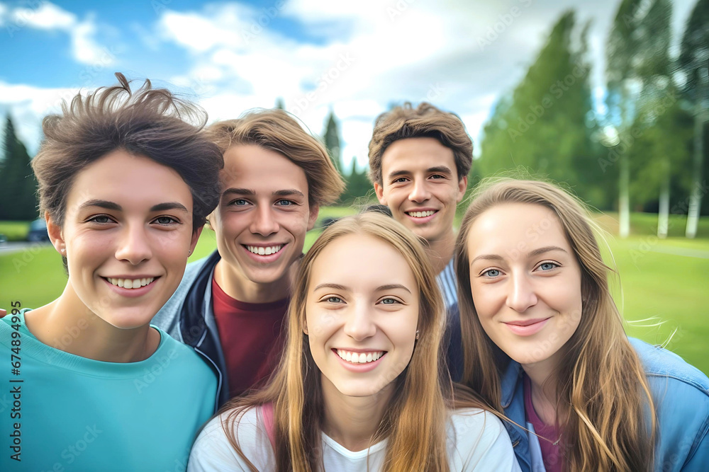 A group of friends gathered in a Finnish park to celebrate Friends Day, Day of Friends in Finland, Friends Forever A group of friends gathered in a Finnish park to celebrate Friends Day, Day of Friends in Finland, Friends Forever