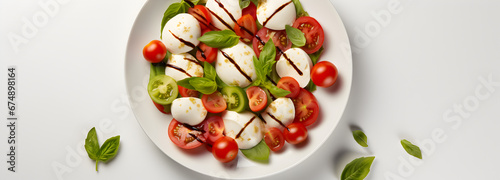 Delicious Caprese Salad: Mozzarella, Tomatoes, and Basil on a White Background