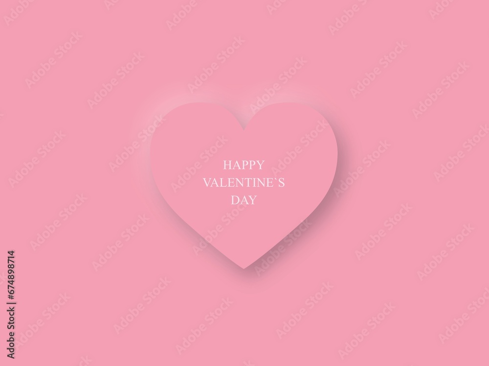 Happy valentine`s day icon, one 3D pink heart symbol, icon. Vector illustration