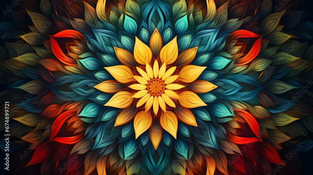 Close up of Mandala Pattern on a Multicolor Background. Vintage Wallpaper Close up of Mandala Pattern on a Multicolor Background. Vintage Wallpaper