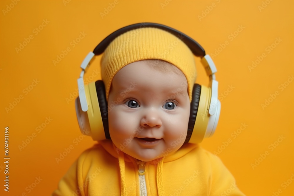 portrait of a stunning dark-skinned african american woman with creative make-up and with a turban on a yellow background. generative ai