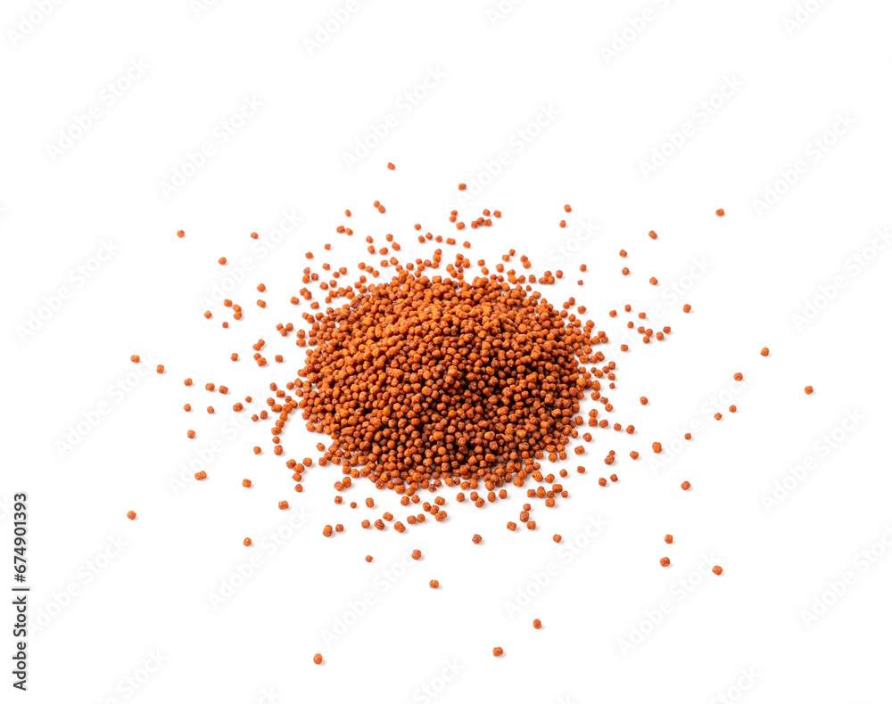 Aquarium Fish Food, Pressed Brown Granules Isolated, Nutrition Supplements, Pills, Tablets Aquarium Fish Food, Pressed Brown Granules Isolated, Nutrition Supplements, Pills, Tablets