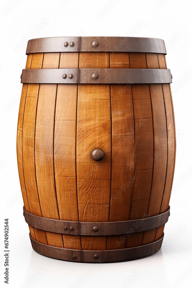 Obraz premium Wooden barrel isolated on white background. Generative Ai