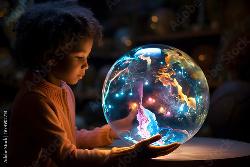 Enchanted Gaze: A Young Explorer's First Encounter with the Mysteries of Plasma ball