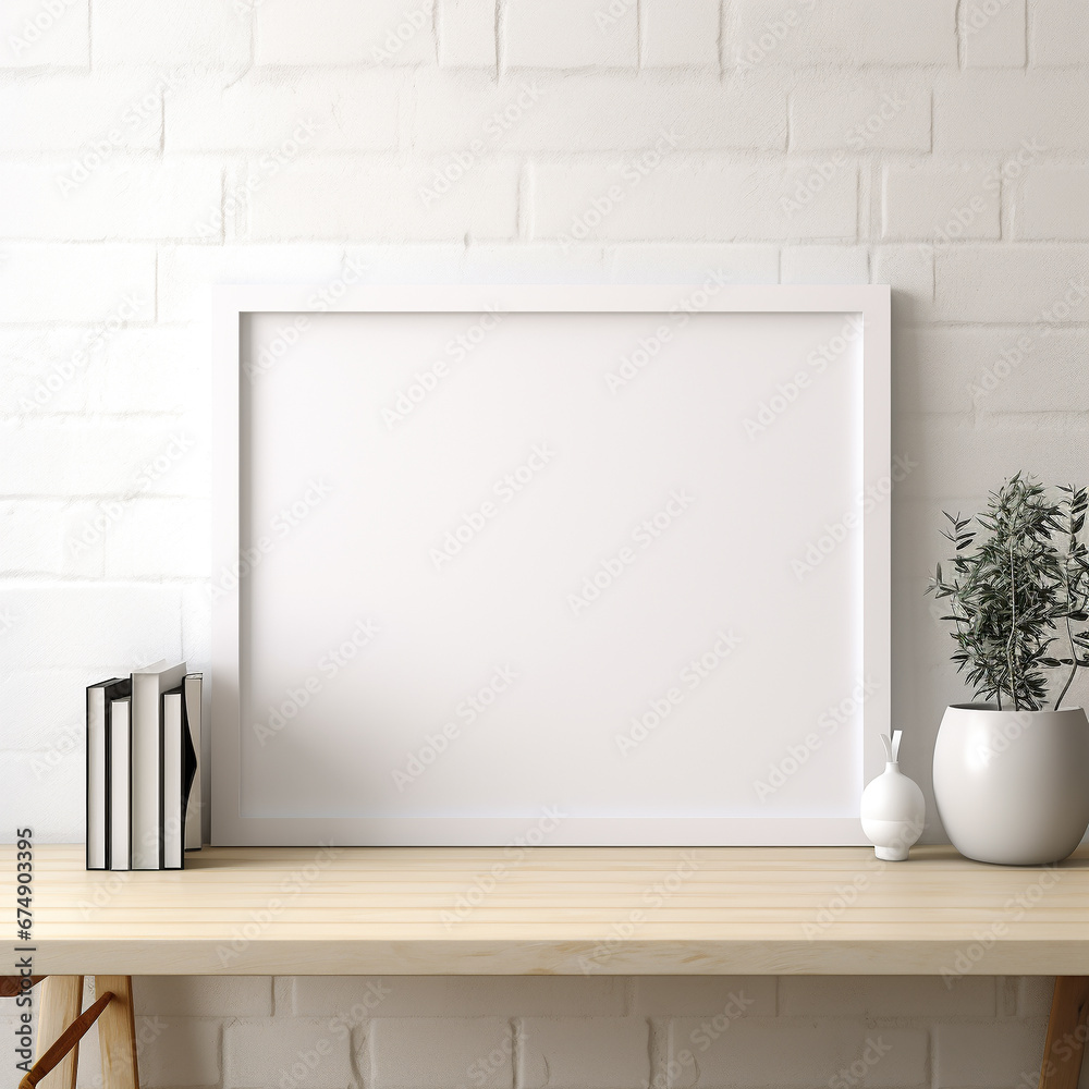 Fototapeta premium horizontal white frame mockup,for wall art,3d,
