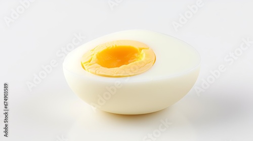 boiled egg cut on a white background.