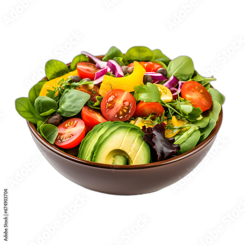 Colorful vegan salad bowl isolated on transparent or white background, png
