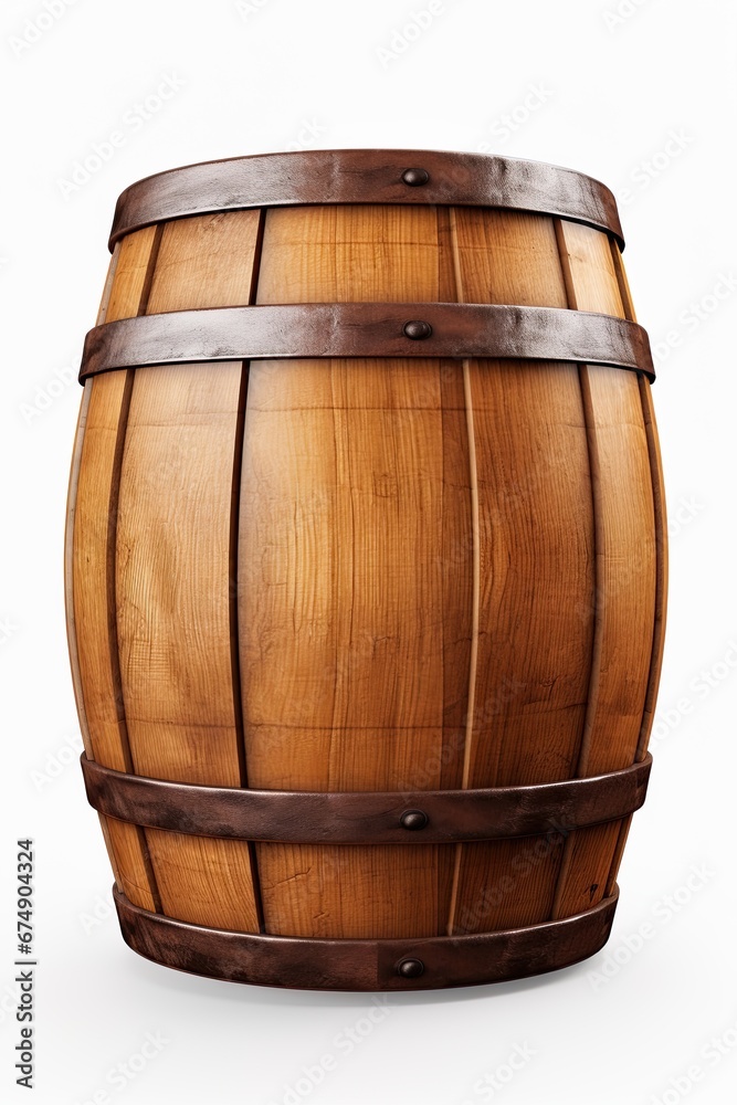 Wooden barrel isolated on white background. Generative Ai Wooden barrel isolated on white background. Generative Ai