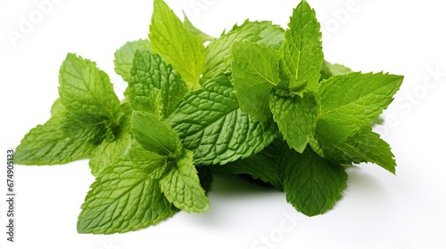 Fresh, green mint leaves on a white background. High quality photo. Close up. Mint leaf. Organic mint leaves isolated. Set, group.