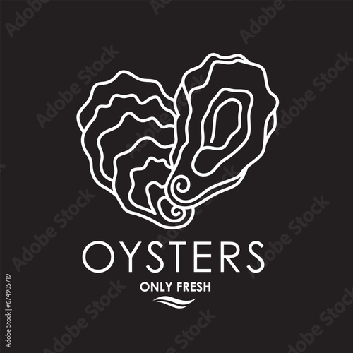 collection of oyster shell isolated on black background