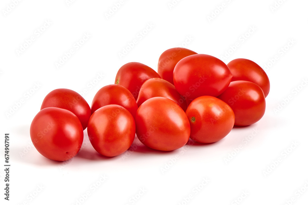 Fresh cherry tomatoes, isolated on a white background. High resolution image. Fresh cherry tomatoes, isolated on a white background. High resolution image.