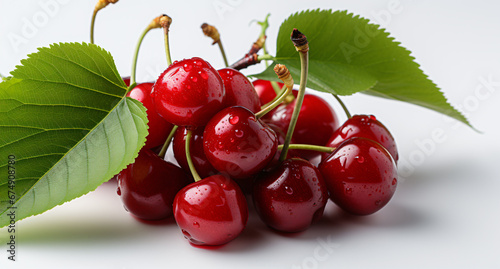 Portrait of sour cherry. Ideal for your designs  banners or advertising graphics.