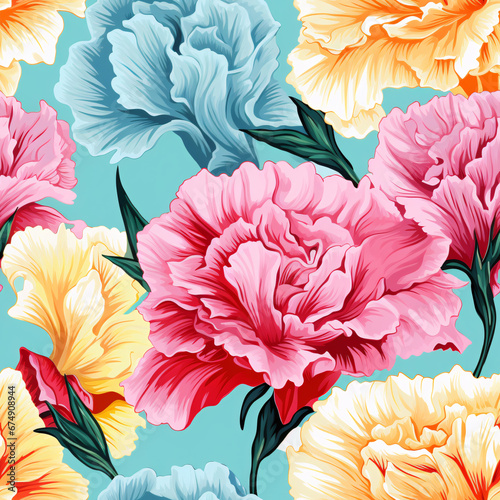 Carnation Seamless pattern floral background