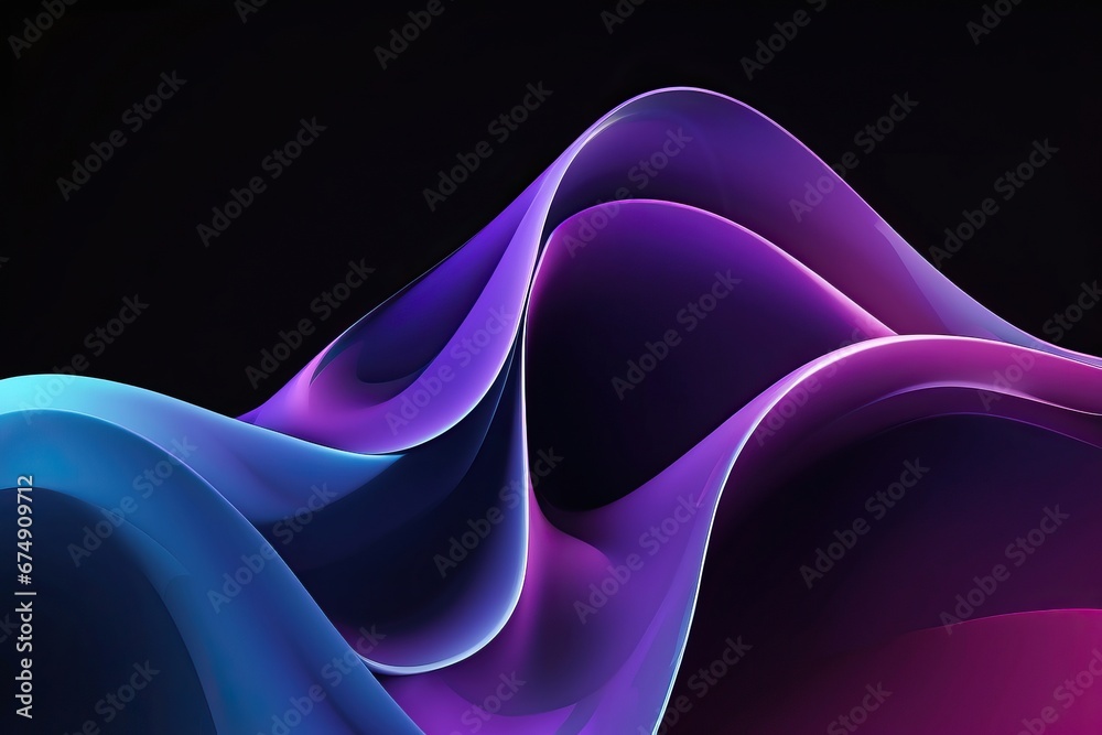 Windows 11 abstract purple and blue waves background - obrazy, fototapety, plakaty 