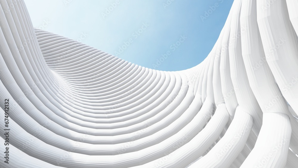 Naklejka premium Abstract white background curved pattern in design 3d render