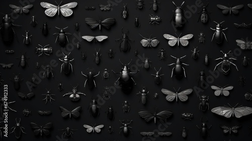 black insects on a black background.