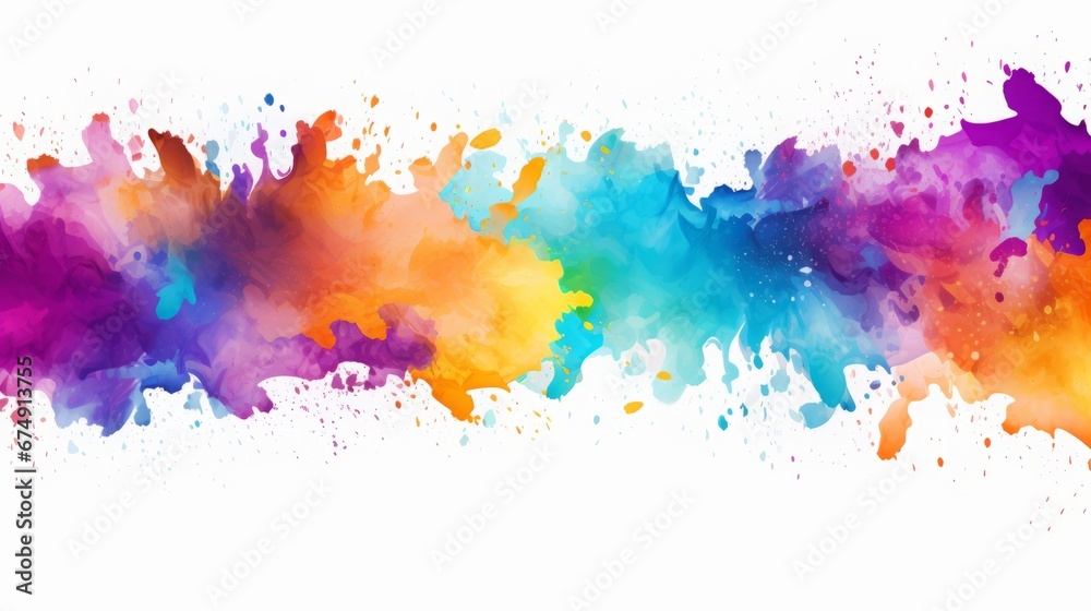 multi-colored blots on a white background for text.