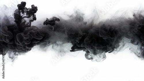 black smoke on white background.