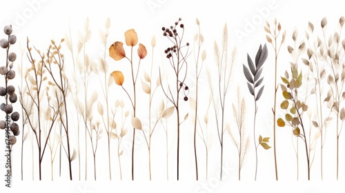 twigs and flowers of plants on a white background isolated. © Yahor Shylau 