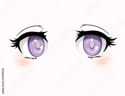 Anime eyes color lilac.
There is a star in the gaze, a blush on the cheeks.