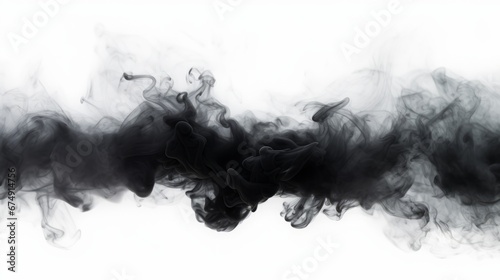 black smoke on white background.