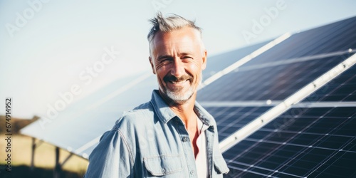 Smiling mature man is stand...