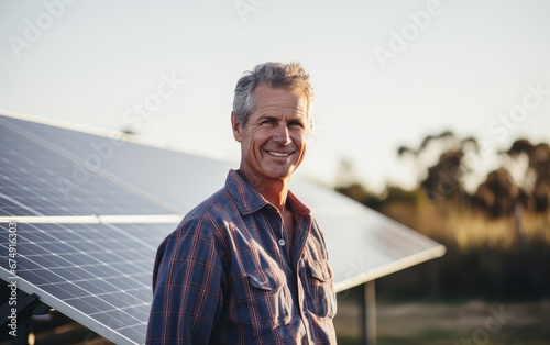 Smiling mature man is stand...
