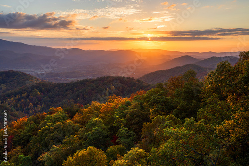 Sunset In Smoky Mountains In Autumn