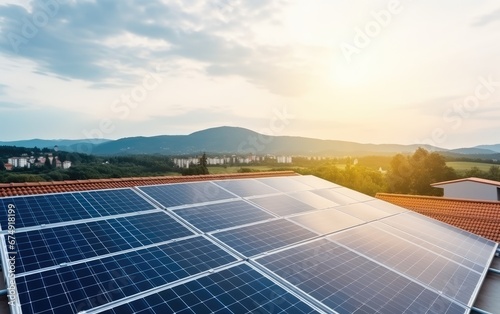 Solar panels on the roof of a building