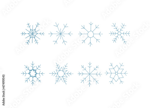 snowflakes set. Snow patterns isolated on a white background. Snowflake doodle. Vector illustration