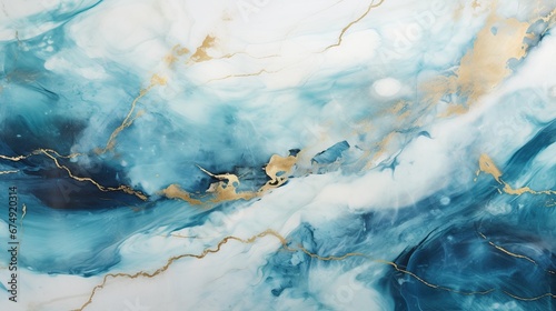 Abstract ocean- ART. Natural Luxury. Style incorporates the swirls of marble or the ripples of agate. Very beautiful blue paint with the addition of gold powder Vector Illustration
