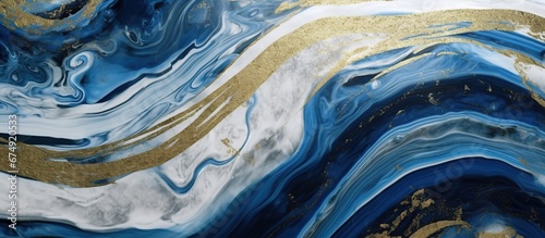 Abstract ocean- ART. Natural Luxury. Style incorporates the swirls of marble or the ripples of agate. Very beautiful blue paint with the addition of gold powder Vector Illustration photo