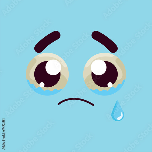 Isolated cute crying sad facial expression Vector