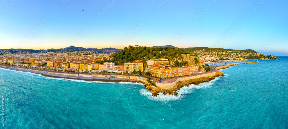 Sunset view of Nice, Nice, the capital of the Alpes-Maritimes department on the French Riviera