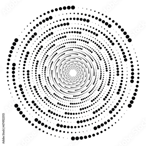 Design spiral dots backdrop. Abstract monochrome background. Vector-art illustration.