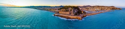 Sunset view of Nice, Nice, the capital of the Alpes-Maritimes department on the French Riviera photo