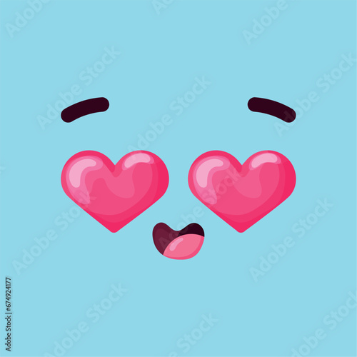 Isolated cute in love happy facial expression Vector
