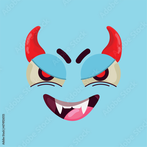 Isolated cute evil happy facial expression Vector