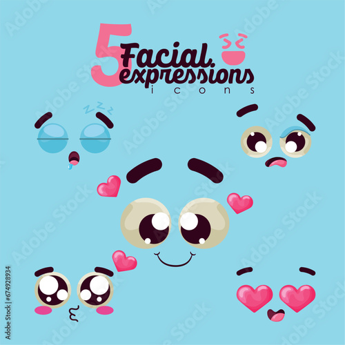 Set of different facial expression Vector