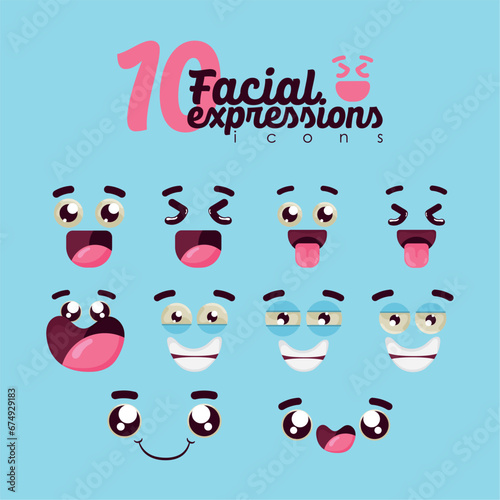 Set of different facial expression Vector