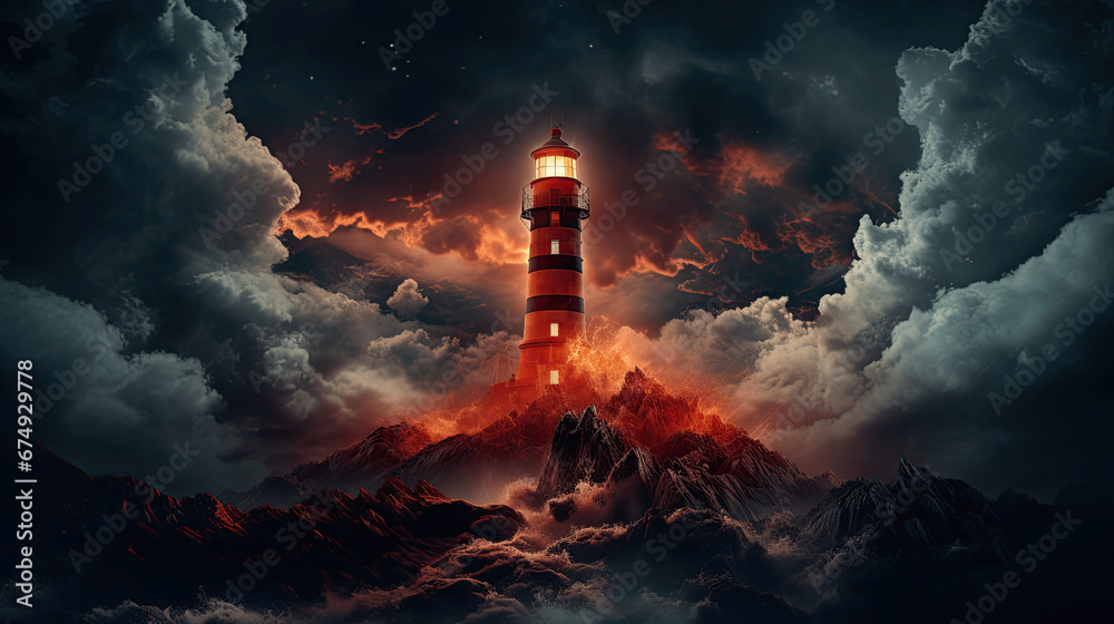 lighthouse at night