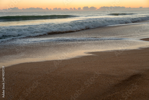 Sunrise on the beach on the East coast of Florida, golden hour