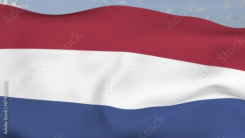 Loop der Niederlande Fahne wehend im Wind als Nahaufnahme 4K