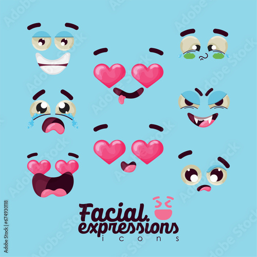 Set of different facial expression Vector