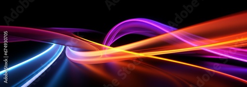 futuristic abstract light trail lighting background of dynamic neon lines glowing in the dark